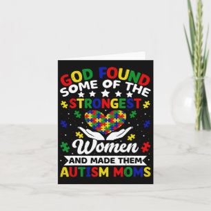 Autism Moms Strongest Women Puzzle Heart Colourful Card