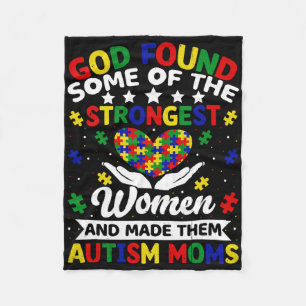 Autism Moms Strongest Women Puzzle Heart Colourful Fleece Blanket