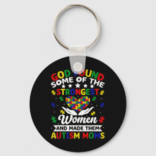 Autism Moms Strongest Women Puzzle Heart Colourful Key Ring