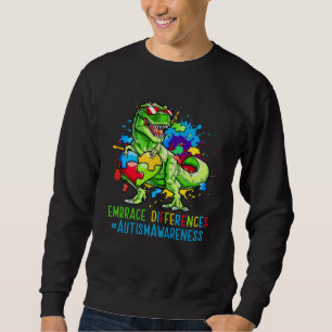 Autism Month Dinosaurs Autism Rex Kids Cute Puzzle Sweatshirt