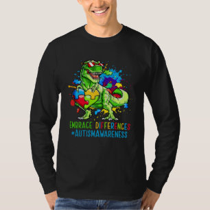 Autism Month Dinosaurs Autism Rex Kids Cute Puzzle T-Shirt