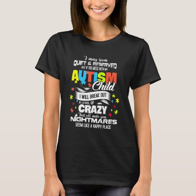 Autism Mum   Autism Awareness Puzzle Pieces T-Shirt (Front)