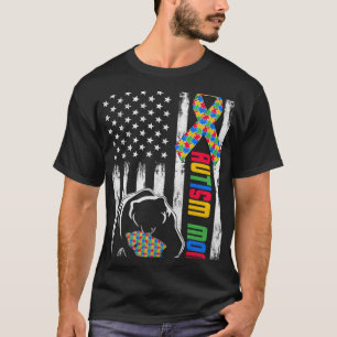 Autism Mum Bear USA Flag Family Matching Autism Aw T-Shirt