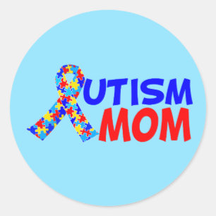 Autism Mum Blue Classic Round Sticker