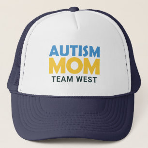 Autism Mum Blue Yellow Personalised Team Name Trucker Hat