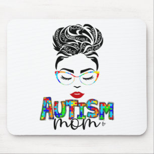 autism mum child messy bun awareness april and mot mouse pad