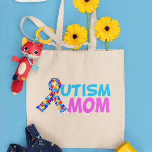 Autism Mum Cute Pink Blue Mother's Day Tote Bag