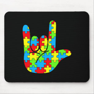 Autism Mum Dad Asl Love Sign Language Autism Aware Mouse Pad