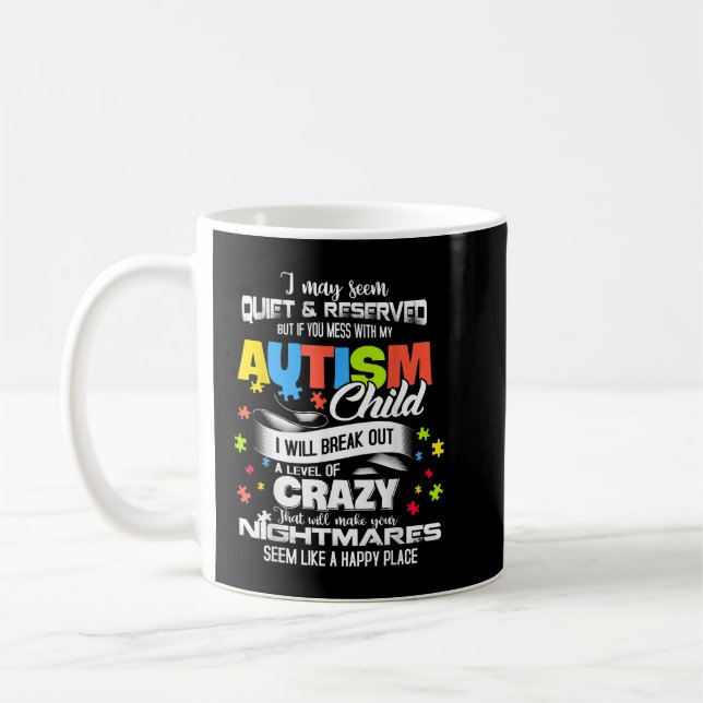 Autism Mum  Gifts Autism Awareness Puzzle Pieces Coffee Mug (Left)