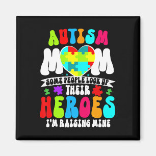 Autism Mum Groovy Heart Puzzle Autism Awareness He Magnet