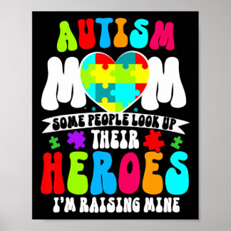 Autism Mum Groovy Heart Puzzle Autism Awareness He Poster