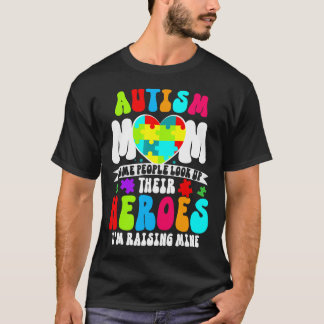 Autism Mum Groovy Heart Puzzle Autism Awareness He T-Shirt