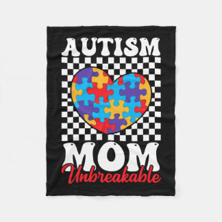 Autism Mum Heart Puzzle Mother Son Autism Awarenes Fleece Blanket