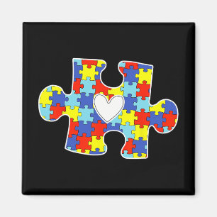 Autism Mum Heart Puzzle Piece Autism Awareness Tea Magnet