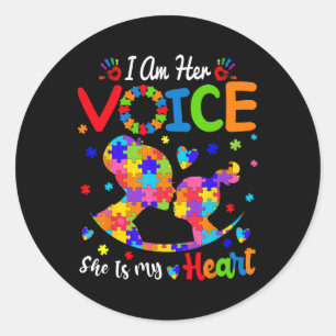 Autism Mum I'm Her Voice She Is My Heart Daughter  Classic Round Sticker