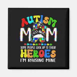 Autism Mum I'm Raising Mine Hero Puzzle Messy Bun Magnet