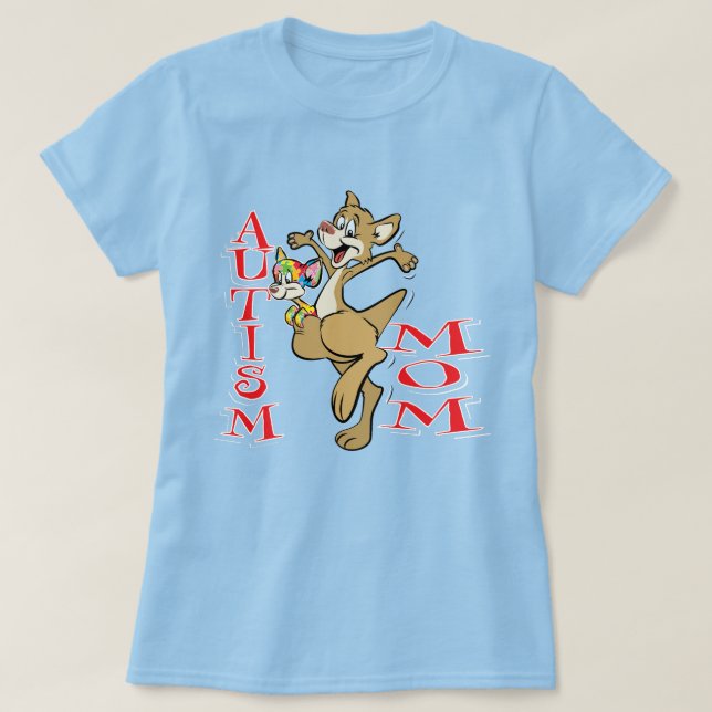 Autism Mum - Kangaroo and Joey T-Shirt (Design Front)