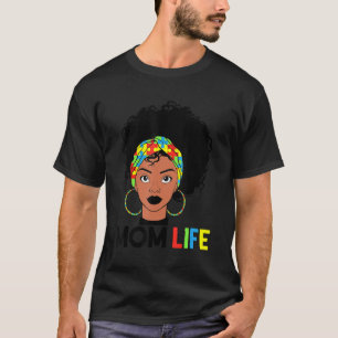 Autism Mum Life Bandanna Motheru2019s Day Afro Ame T-Shirt