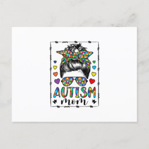 Autism Mum Life Messy Bun Bleached Mother’s Day Invitation Postcard