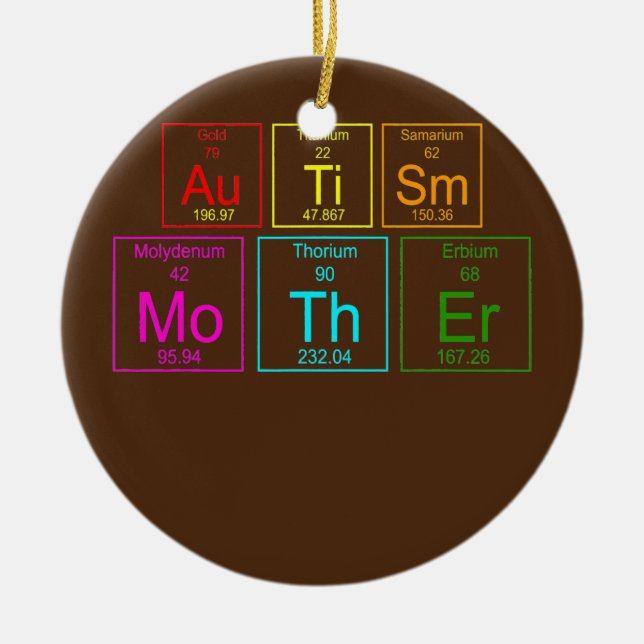 Autism Mum Life periodic table Autism Awareness Ceramic Tree Decoration (Front)