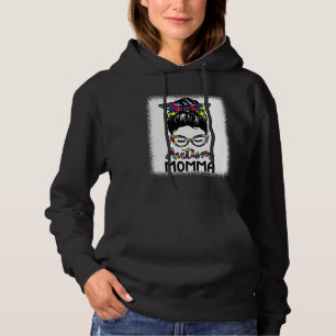Autism Mum Messy Bun Bleached Autism Awareness Hoodie