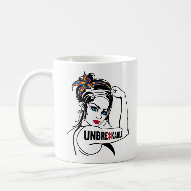 Autism Mum Mother Mama Unbreakable Rosie The Coffee Mug (Left)