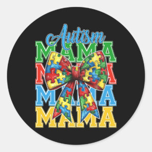 Autism Mum Neuro Diverse Coquette Bow Mama Mother' Classic Round Sticker