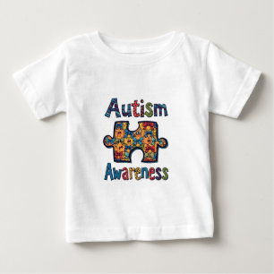 Autism Mum Puzzle Piece Coquette Bow Ribbon Autism Baby T-Shirt