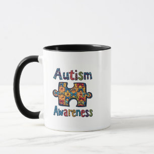 Autism Mum Puzzle Piece Coquette Bow Ribbon Autism Mug