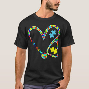 Autism Mum Puzzles Stethoscope Nurse Autism Awaren T-Shirt