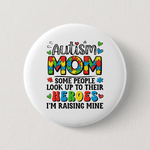 Autism Mum Raising Hero Groovy Autism Awareness 6 Cm Round Badge