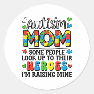 Autism Mum Raising Hero Groovy Autism Awareness  Classic Round Sticker