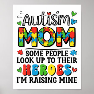 Autism Mum Raising Hero Groovy Autism Awareness  Poster