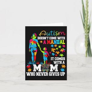 Autism Mum Raising Hero Groovy Messy Bun Autism Aw Card