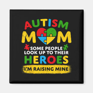 Autism Mum Raising Hero Groovy Messy Bun Autism Aw Magnet