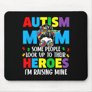 Autism Mum Raising Hero Groovy Messy Bun Autism Aw Mouse Pad
