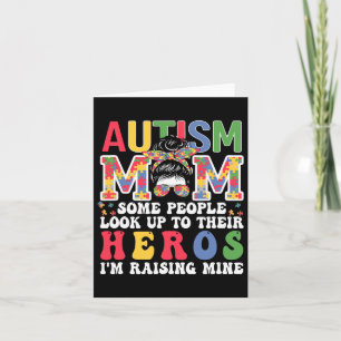 Autism Mum Raising - Hero Groovy Messy Bun Autism  Card
