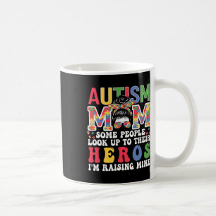 Autism Mum Raising - Hero Groovy Messy Bun Autism Coffee Mug