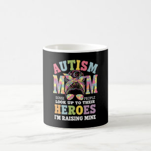 Autism Mum Raising Hero Messy Bun Autistic Coffee Mug