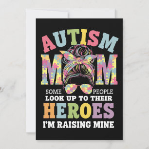 Autism Mum Raising Hero Messy Bun Autistic Invitation