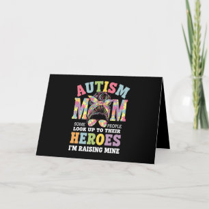 Autism Mum Raising Hero Messy Bun Autistic Thank You Card