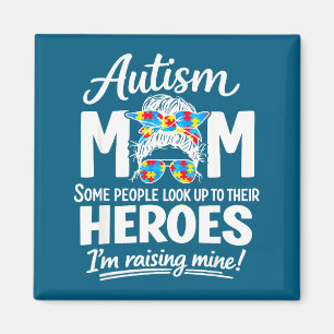 Autism mum raising hero puzzle awareness pride magnet