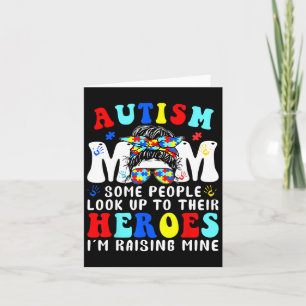 Autism Mum Raising Heroe Messy Bun For Women Autis Card
