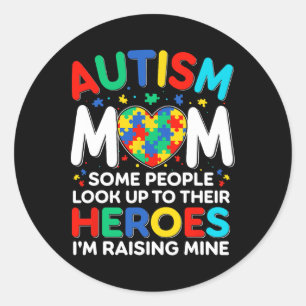 Autism Mum Raising Heros Autism Awareness Be Kind  Classic Round Sticker