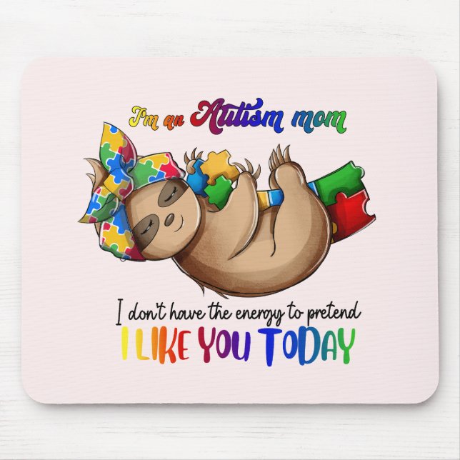 Autism Mum - Sloth Mouse Pad (Front)