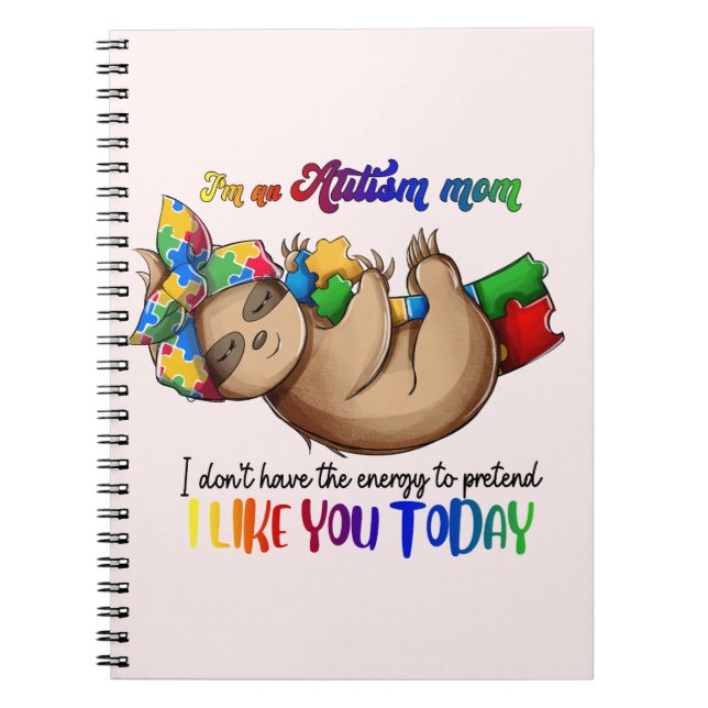 Autism Mum - Sloth Notebook (Front)