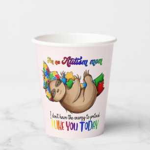 Autism Mum - Sloth Paper Cups