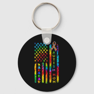 Autism Mum Tee Autism Awareness Tie Dye American F Key Ring