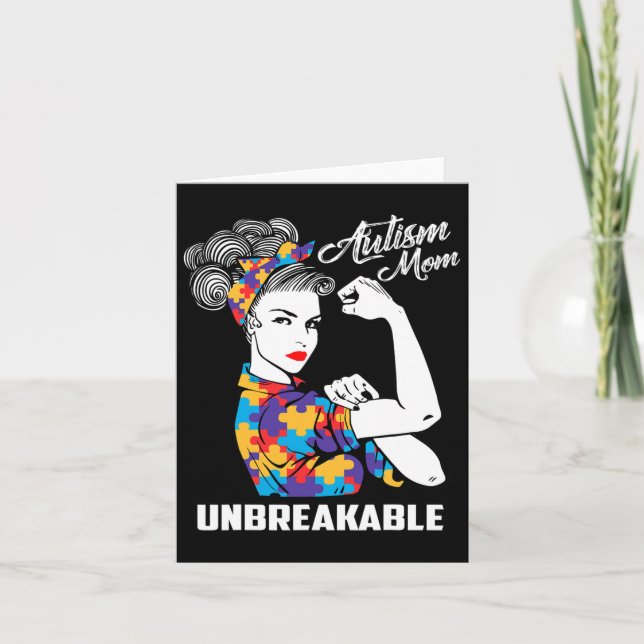 Autism Mum Unbreakable Autism Awareness Gift  Card (Front)