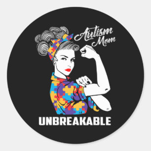 Autism Mum Unbreakable Autism Awareness Gift  Classic Round Sticker